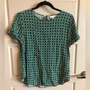 Emerald Green & Navy patterned women’s blouse